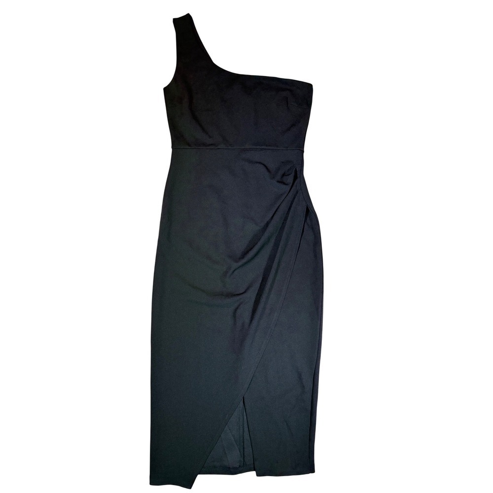 Windsor Black One Shoulder Midi Dress Tulip Wrap Skirt Bodycon Party Dress